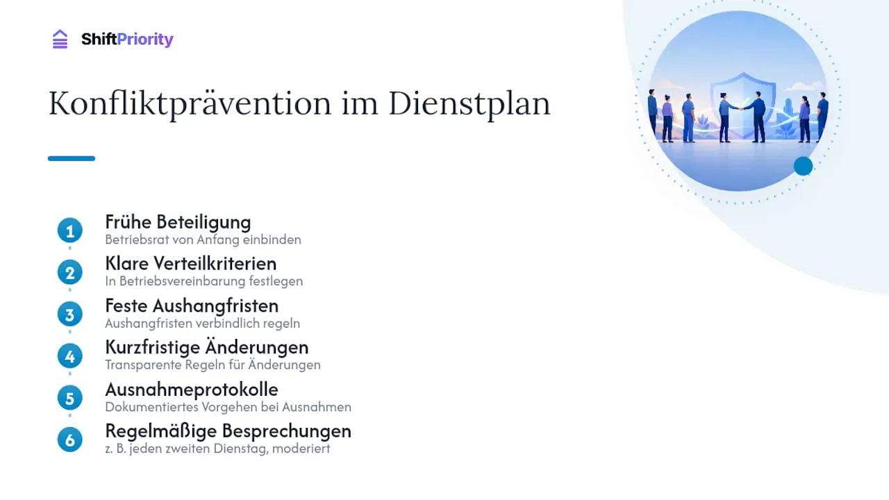 Übersicht: So vermeiden Sie Konflikte bei der Schichtplanung – Schritt für Schritt